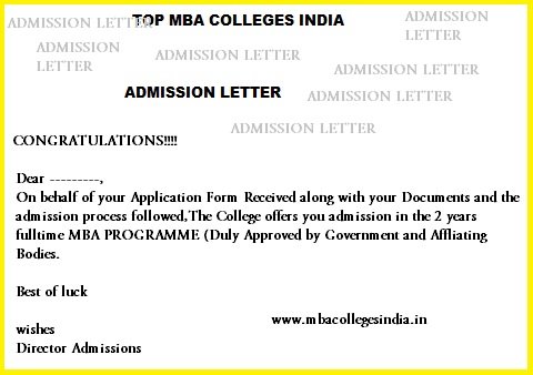 mba admission letter mba colleges india admission letter